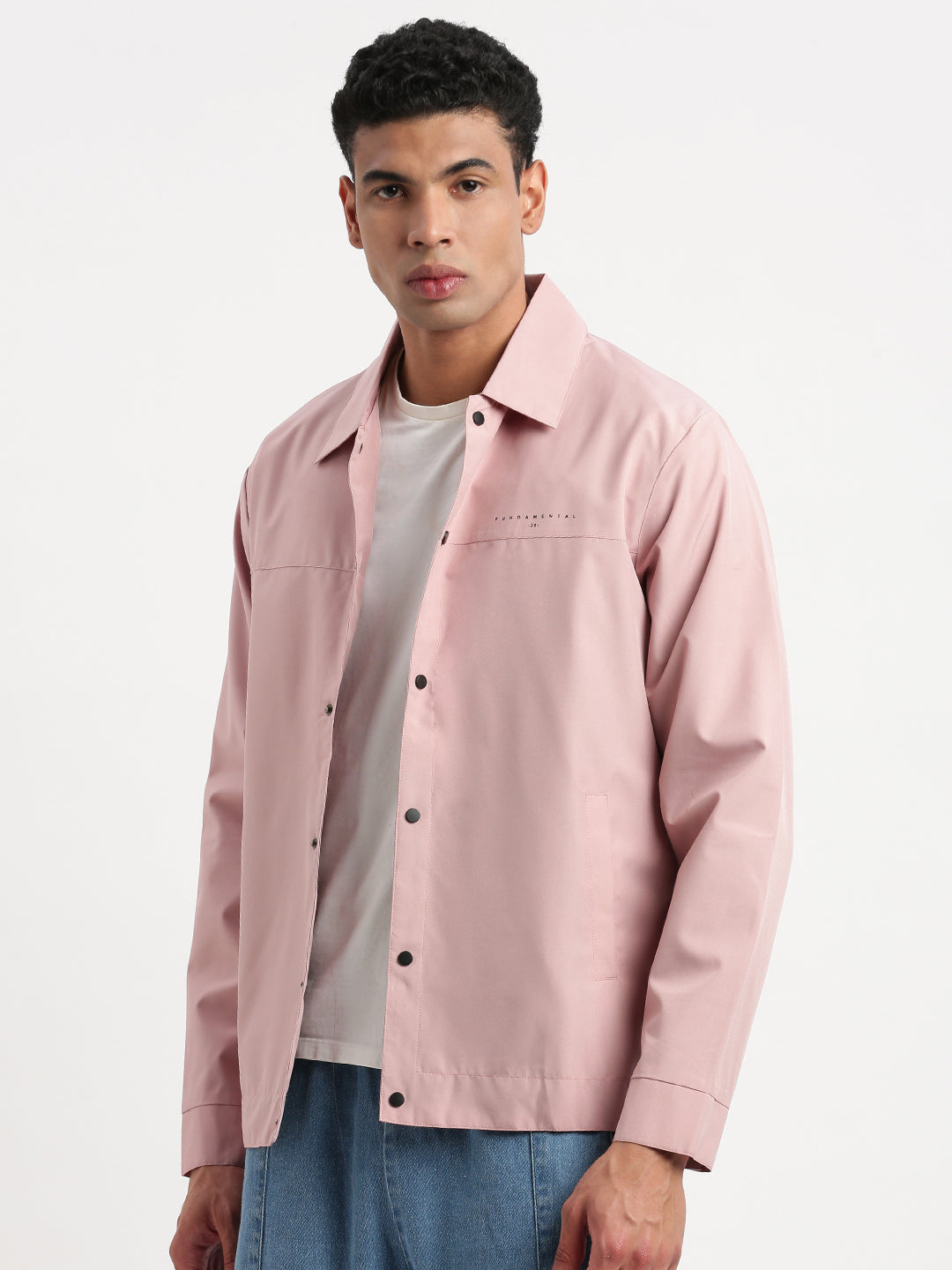 Men Spread Collar Peach Solid Tailored Jacket