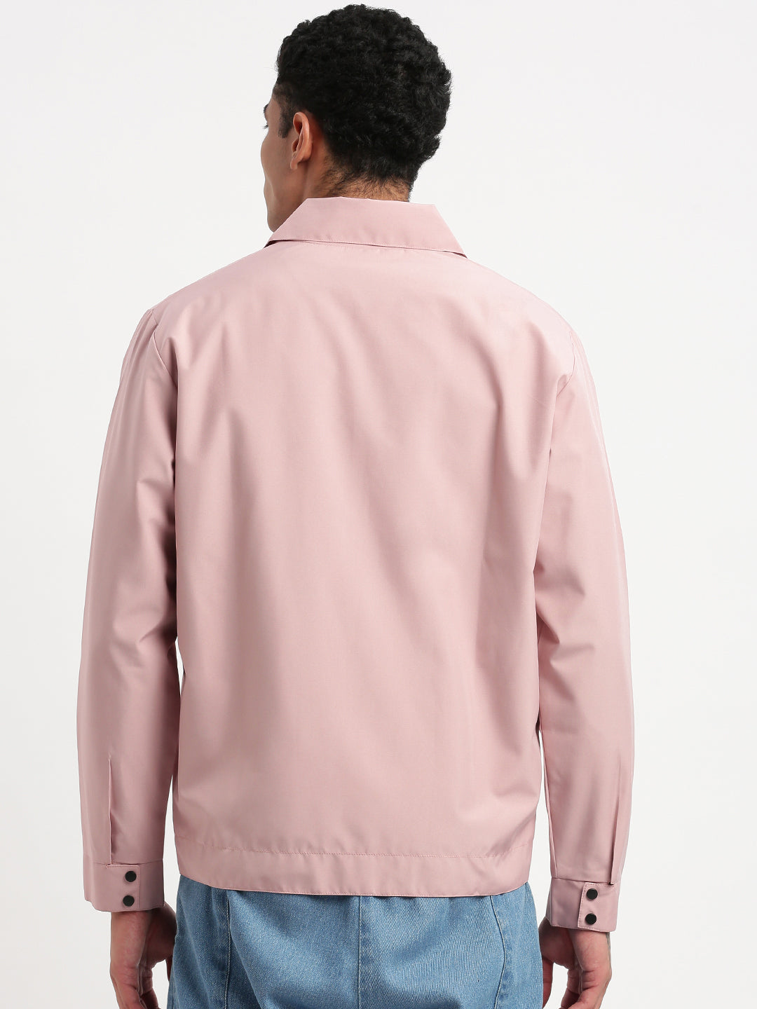 Men Spread Collar Peach Solid Tailored Jacket