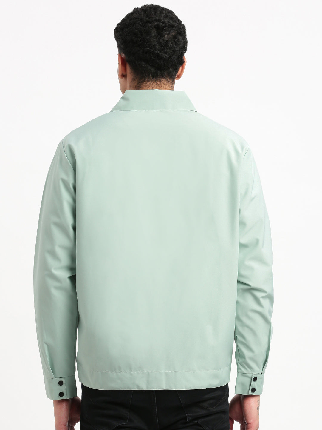 Men Spread Collar Sea Green Solid Tailored Jacket