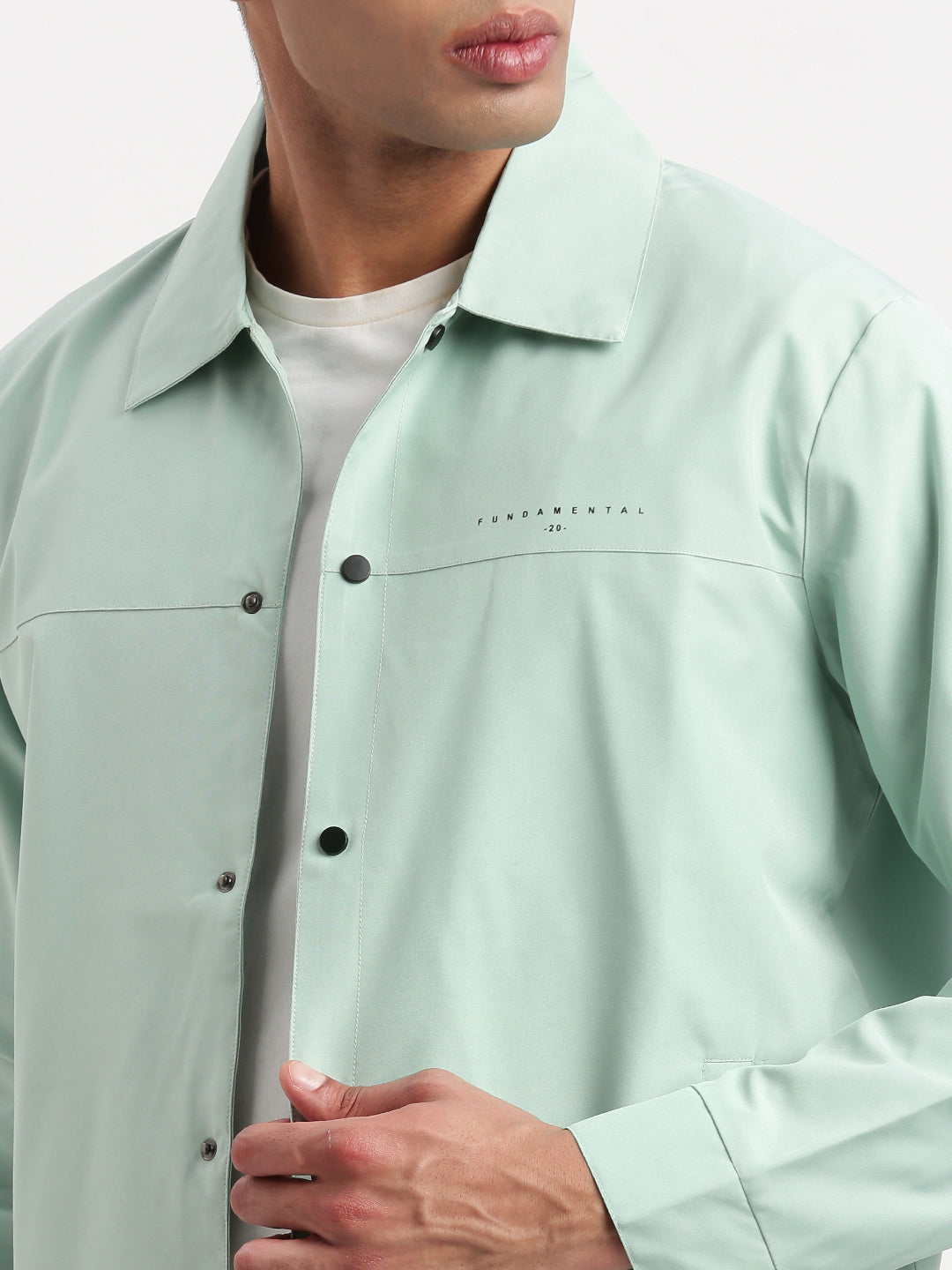 Men Spread Collar Sea Green Solid Tailored Jacket