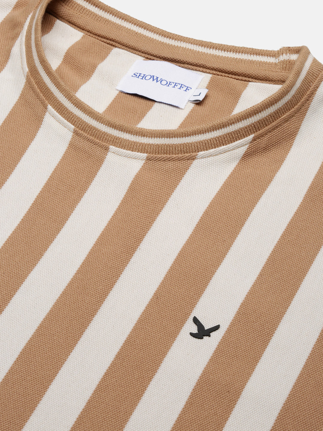 Men Beige Striped T Shirt