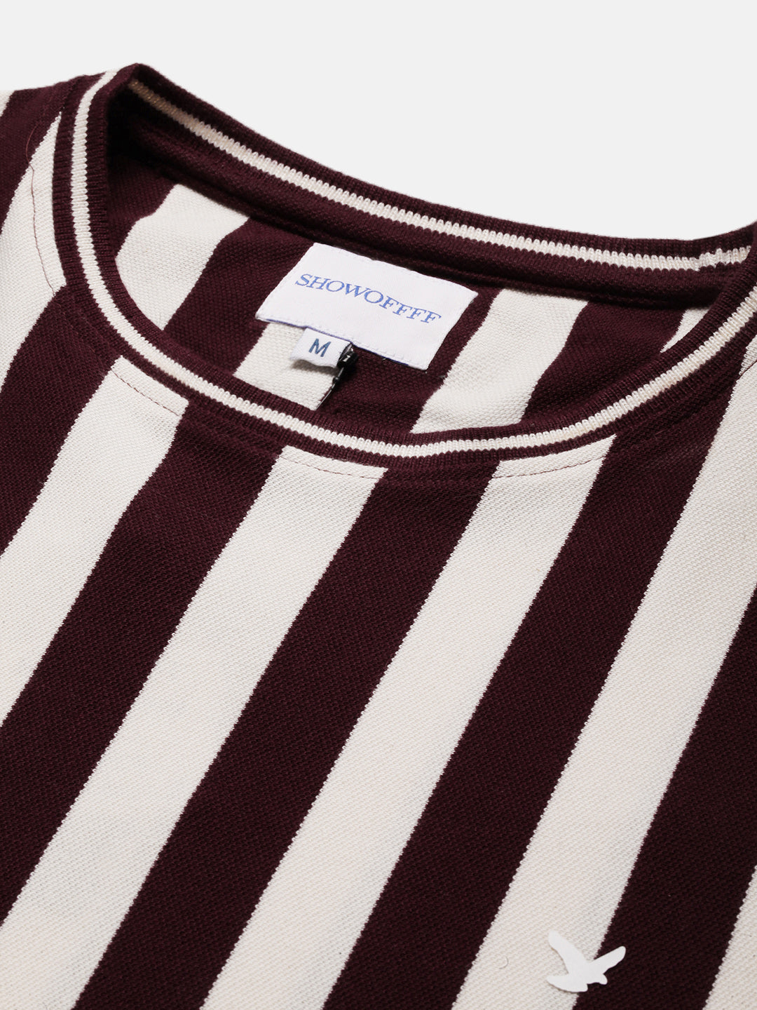 Men Burgundy Striped T Shirt