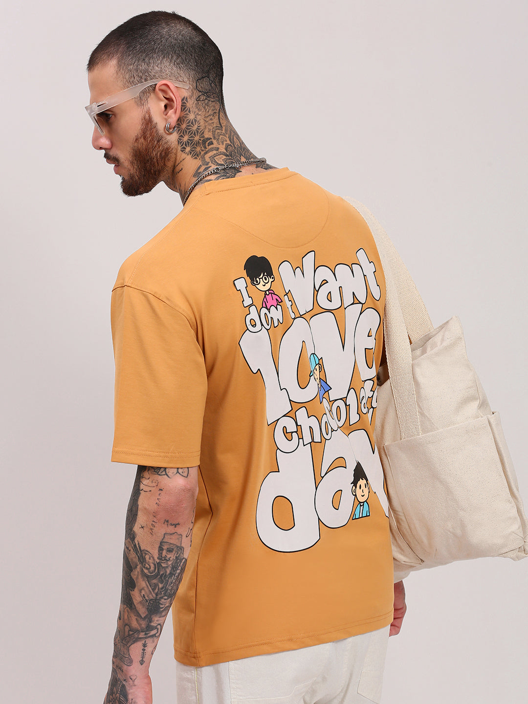 Men Mustard Graphic T Shirt