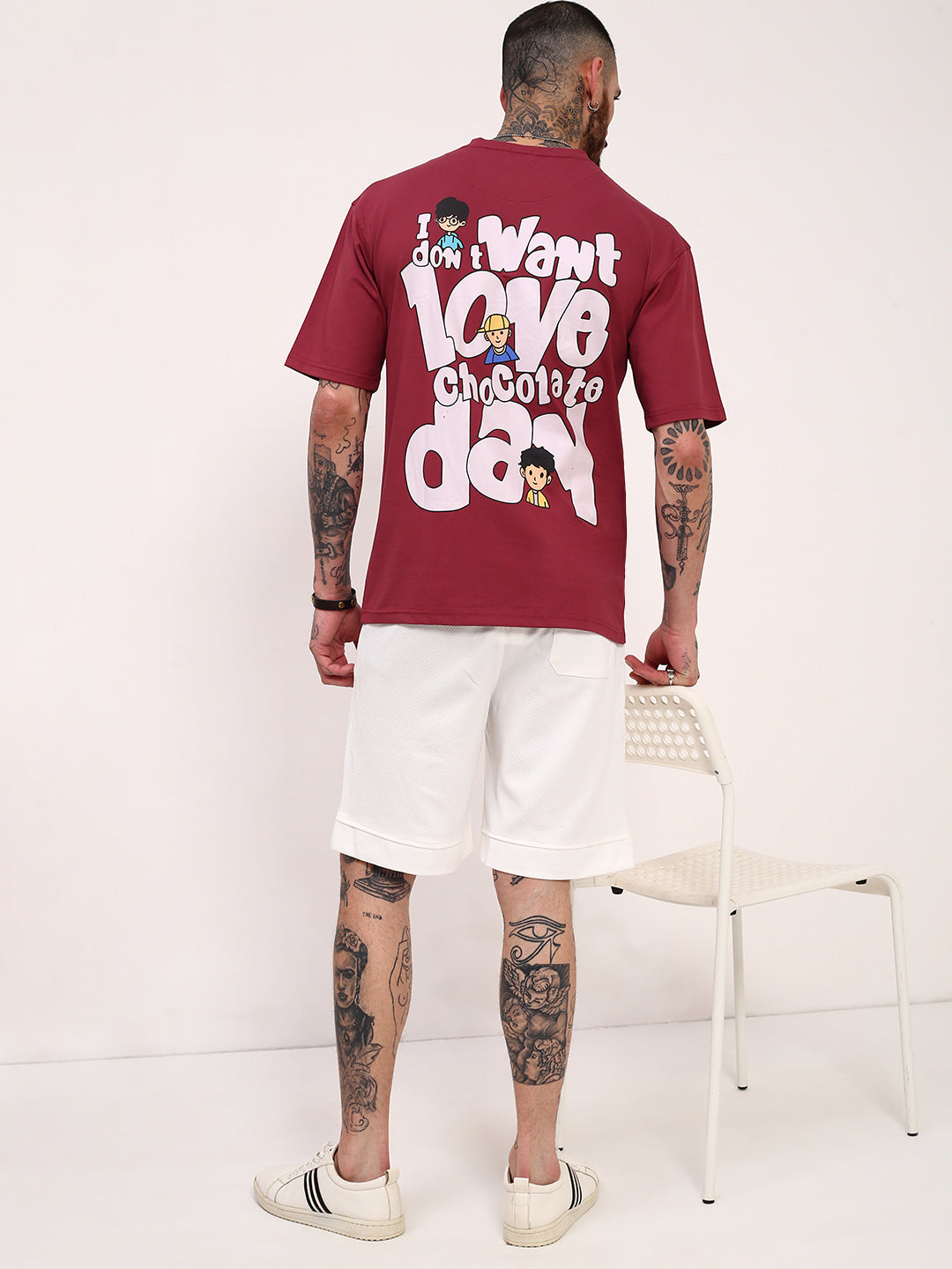 Men Pink Graphic Oversized T Shirt