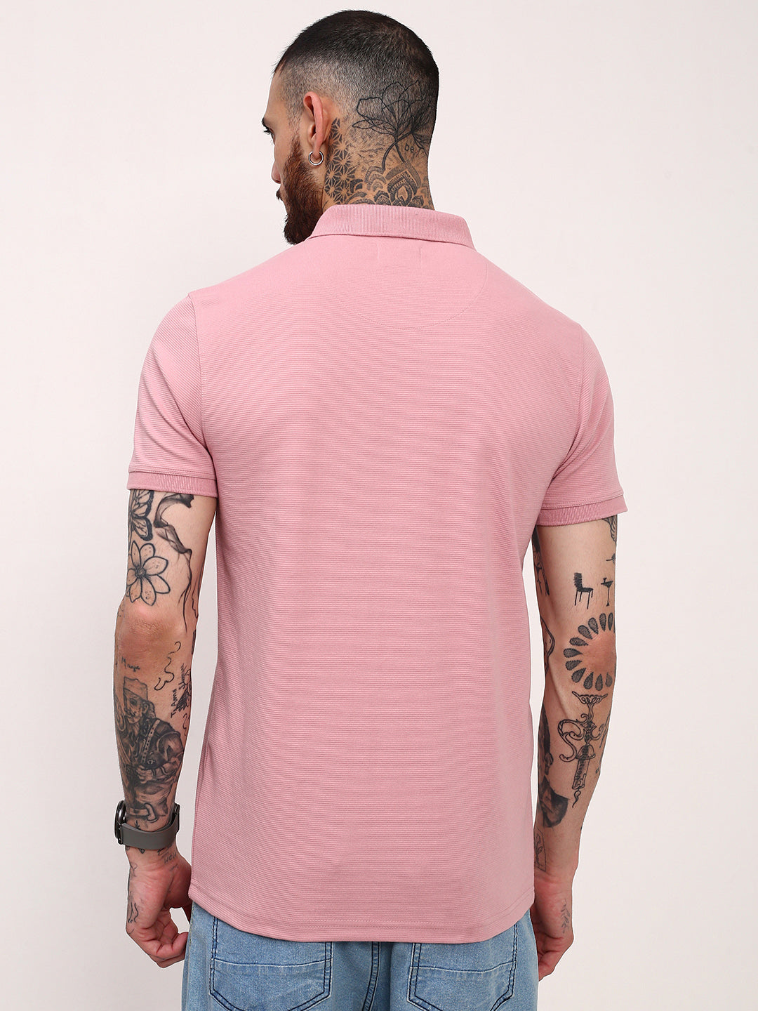 Men Pink Solid T Shirt