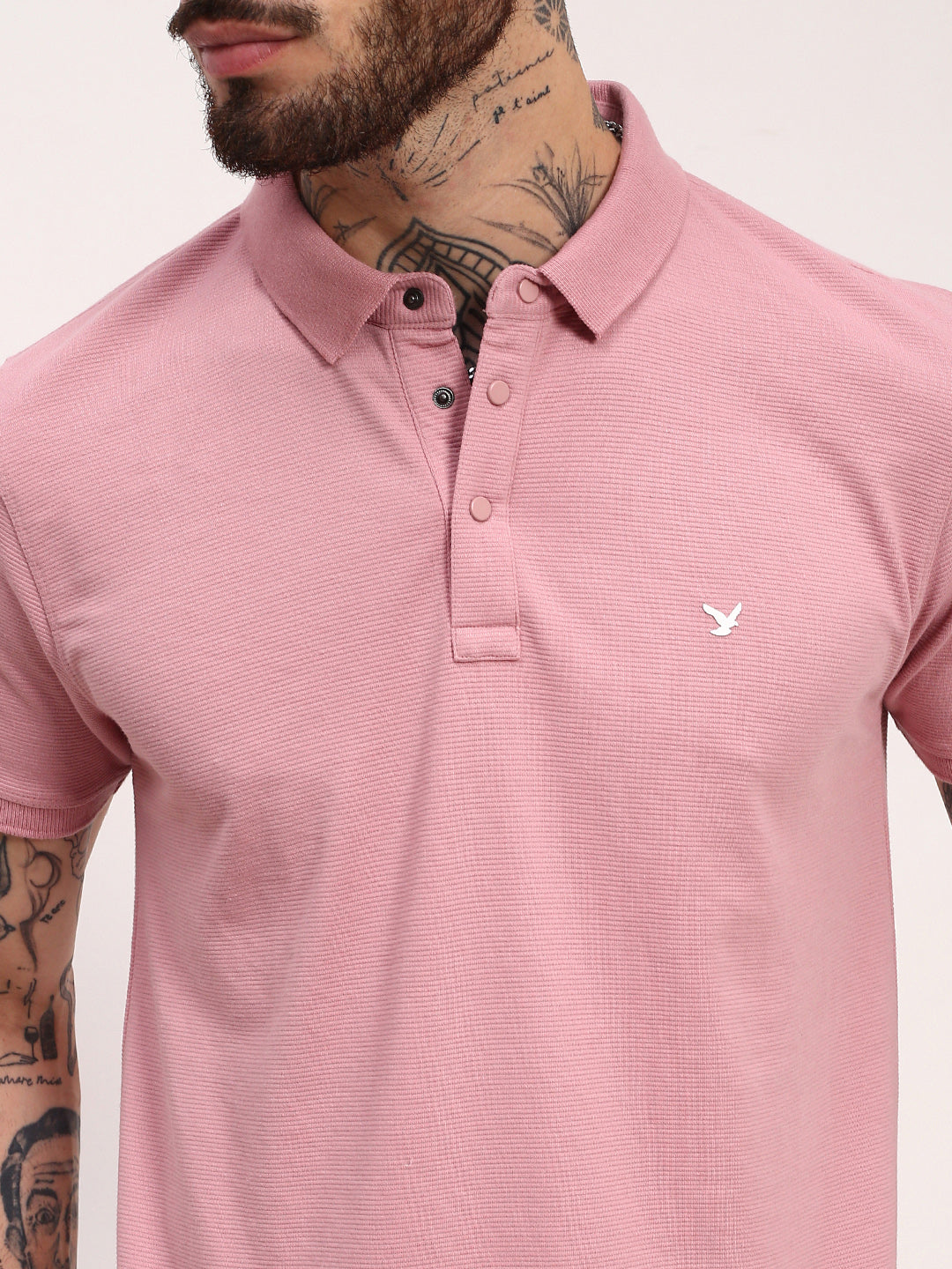 Men Pink Solid T Shirt