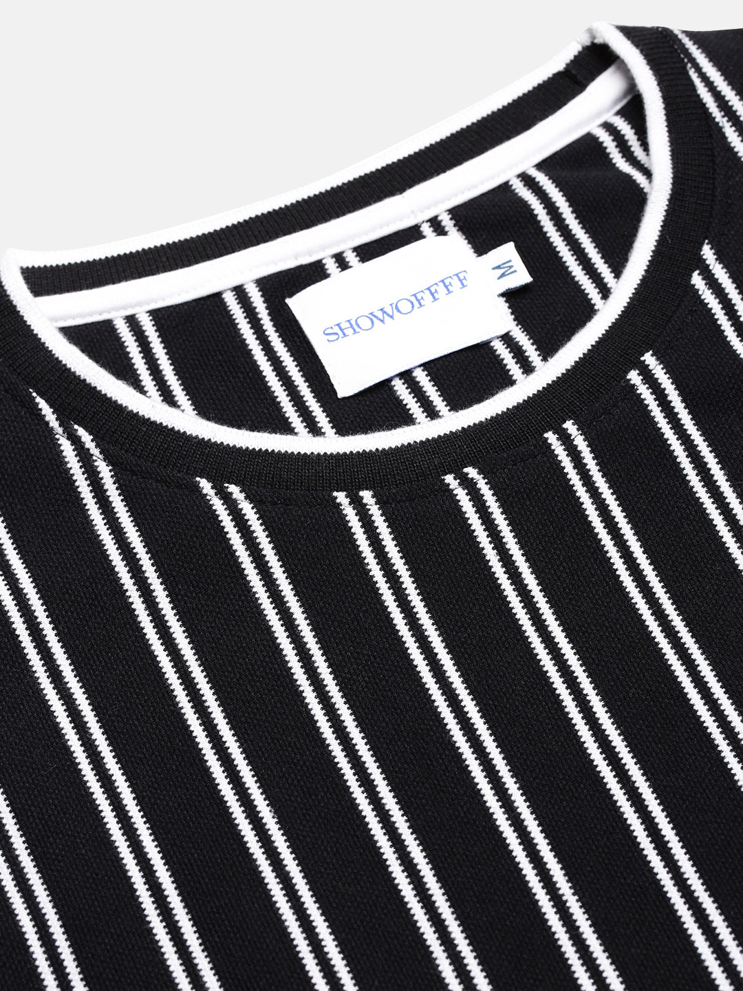 Men Black Striped T Shirt