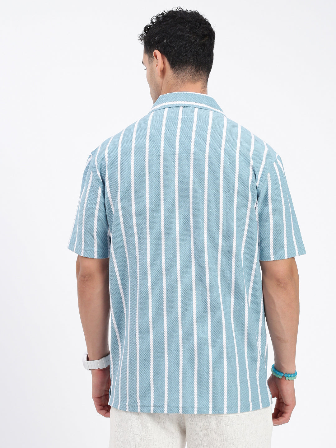 Men Striped Blue Relaxed Fit Shirt