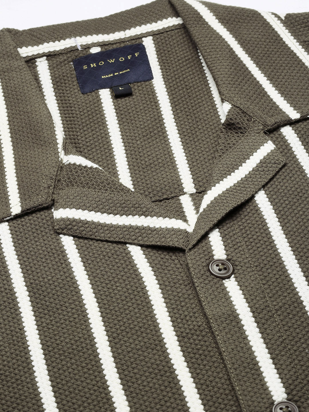 Men Striped Olive Relaxed Fit Shirt