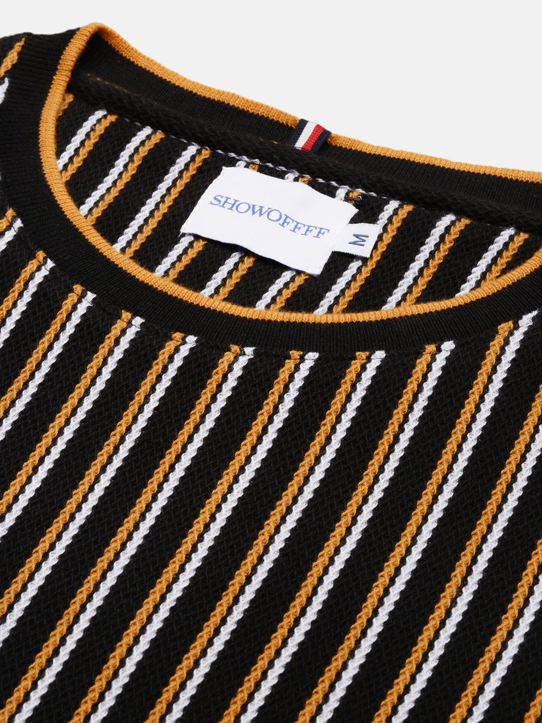 Clothing Black And Yellow Striped Sweater Buy Roadster Men Black