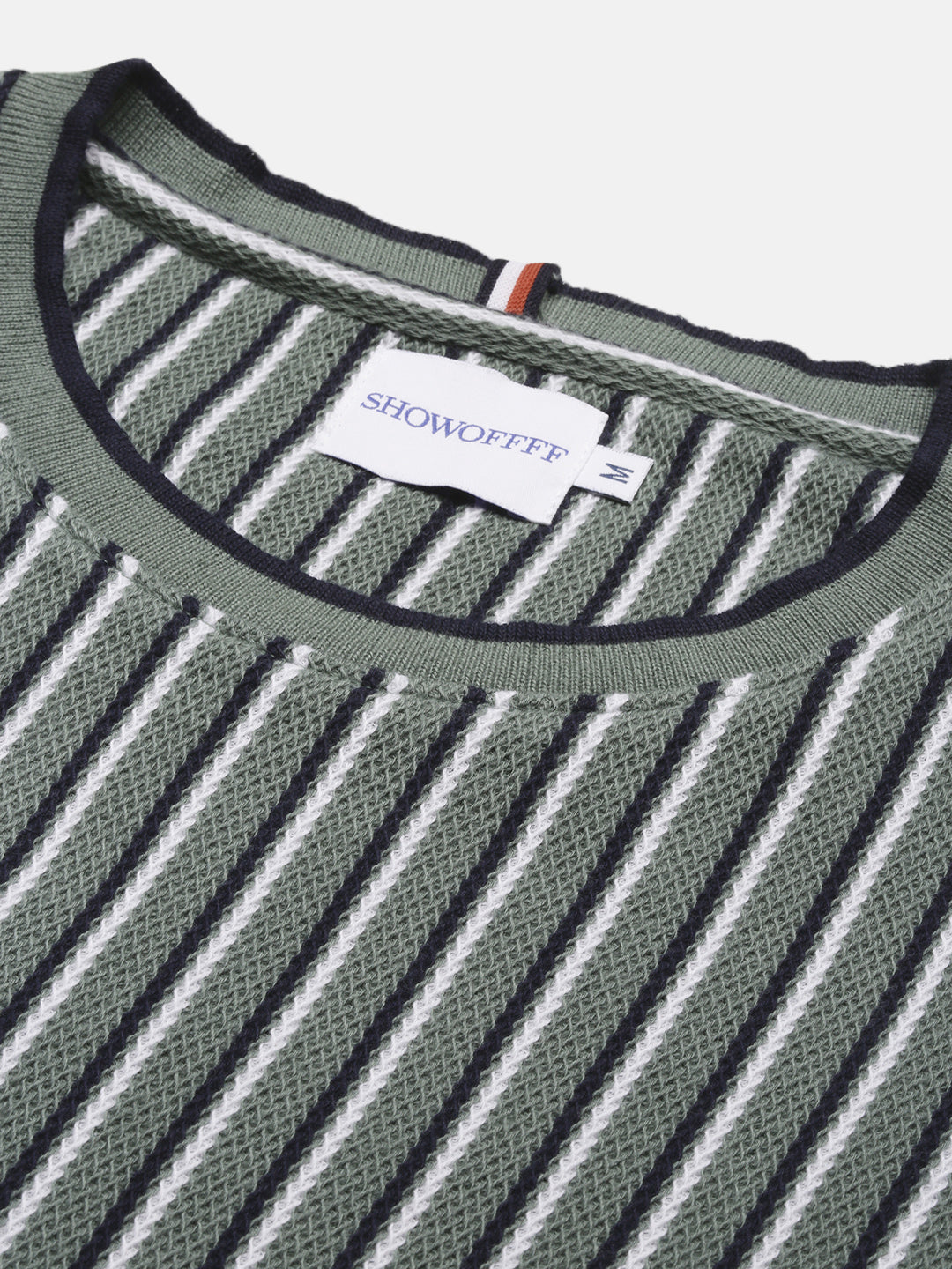 Men Green Striped T Shirt