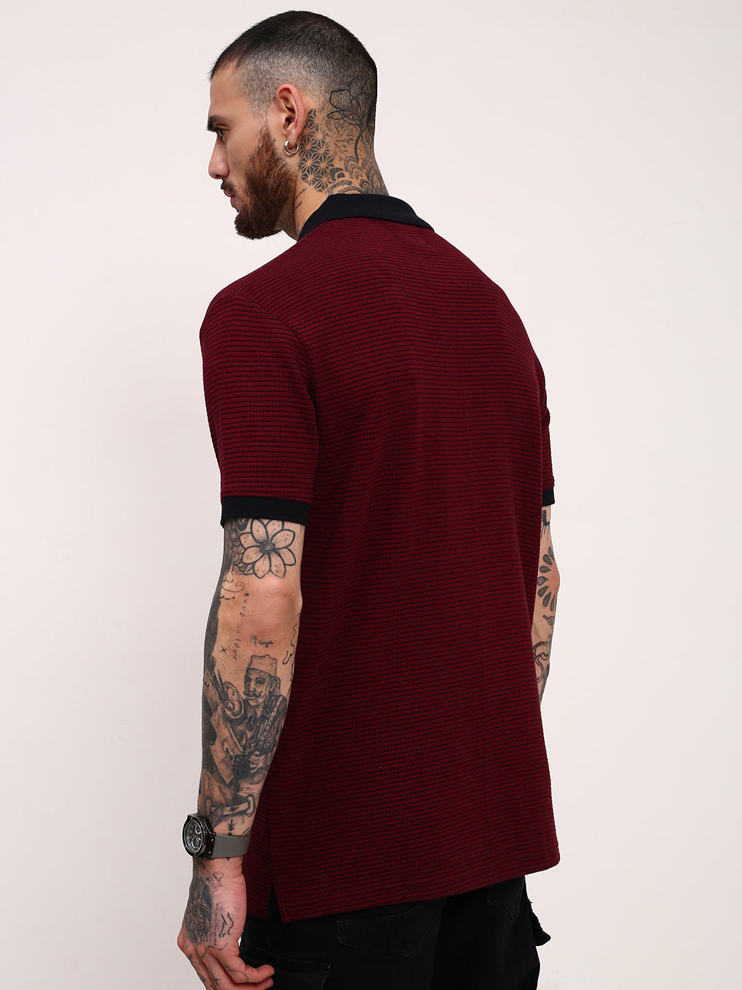 Men Maroon Solid T Shirt