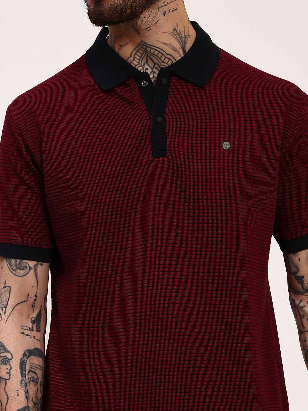 Men Maroon Solid T Shirt