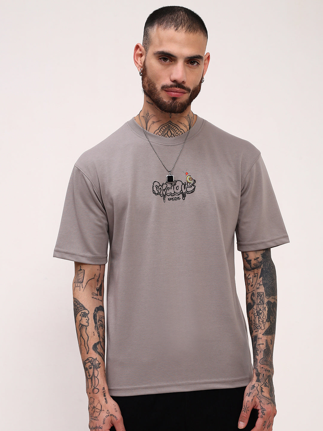 Men Grey Graphic T Shirt