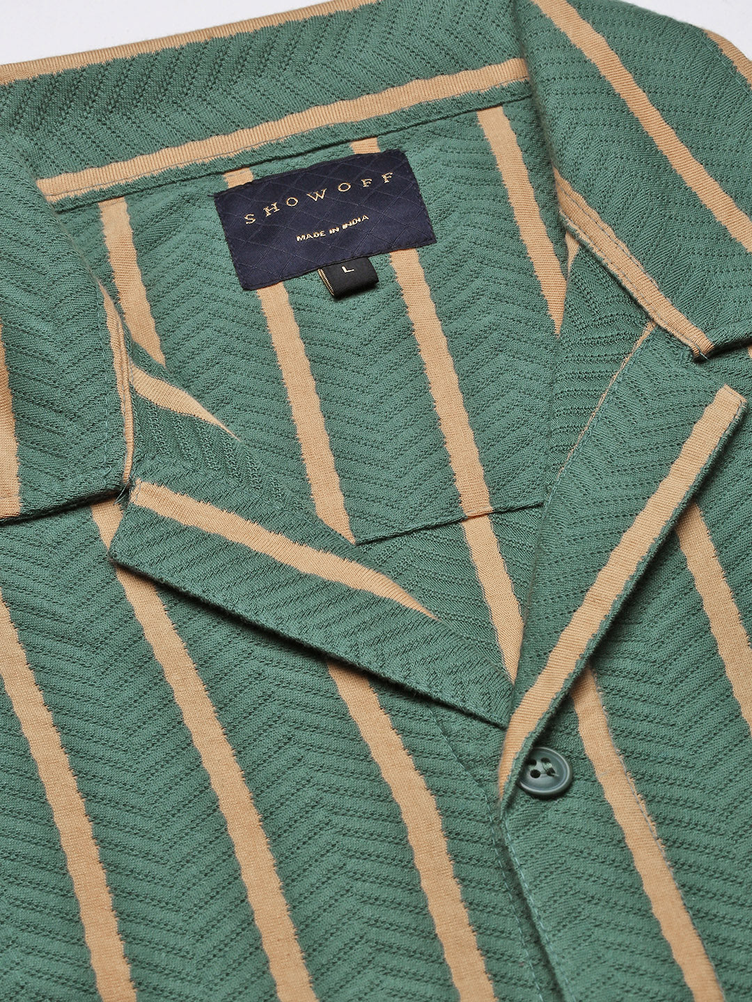 Men Striped Green Relaxed Fit Shirt