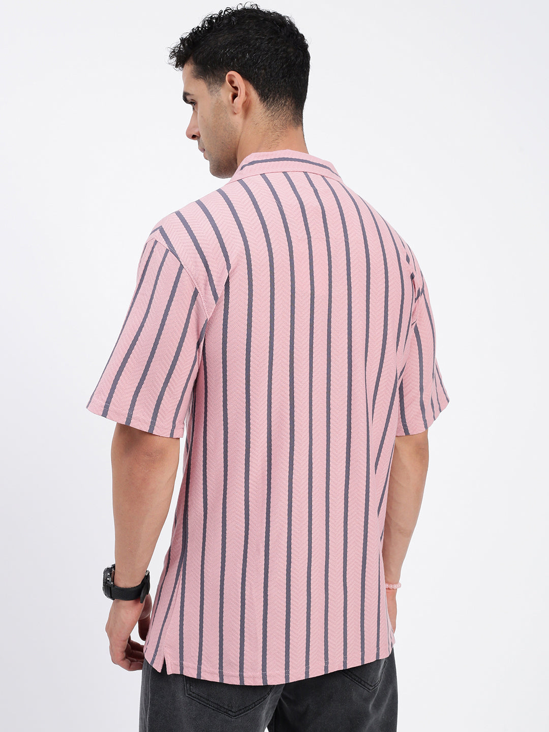 Men Striped Pink Relaxed Fit Shirt