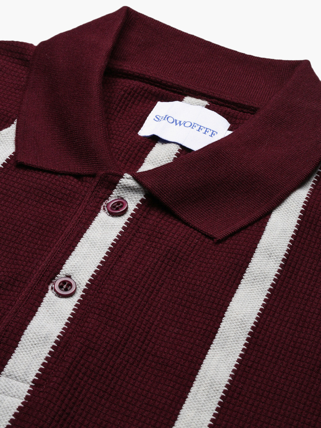 Men Burgundy Striped T Shirt