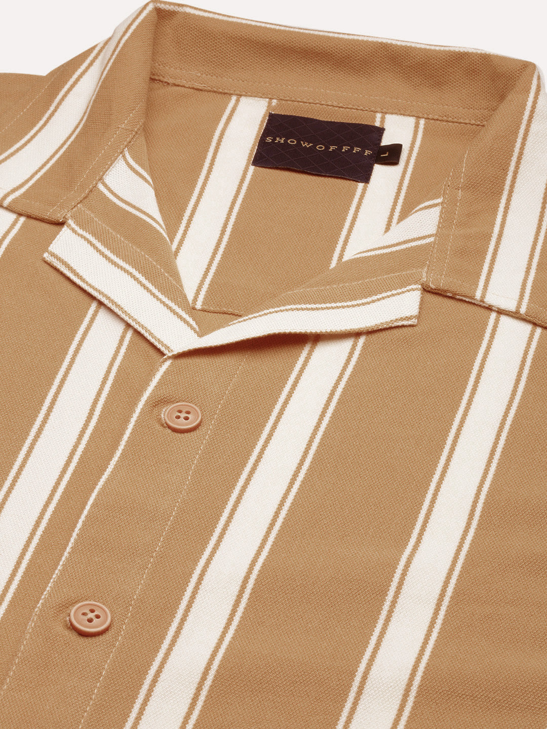 Men Striped Beige Relaxed Fit Shirt