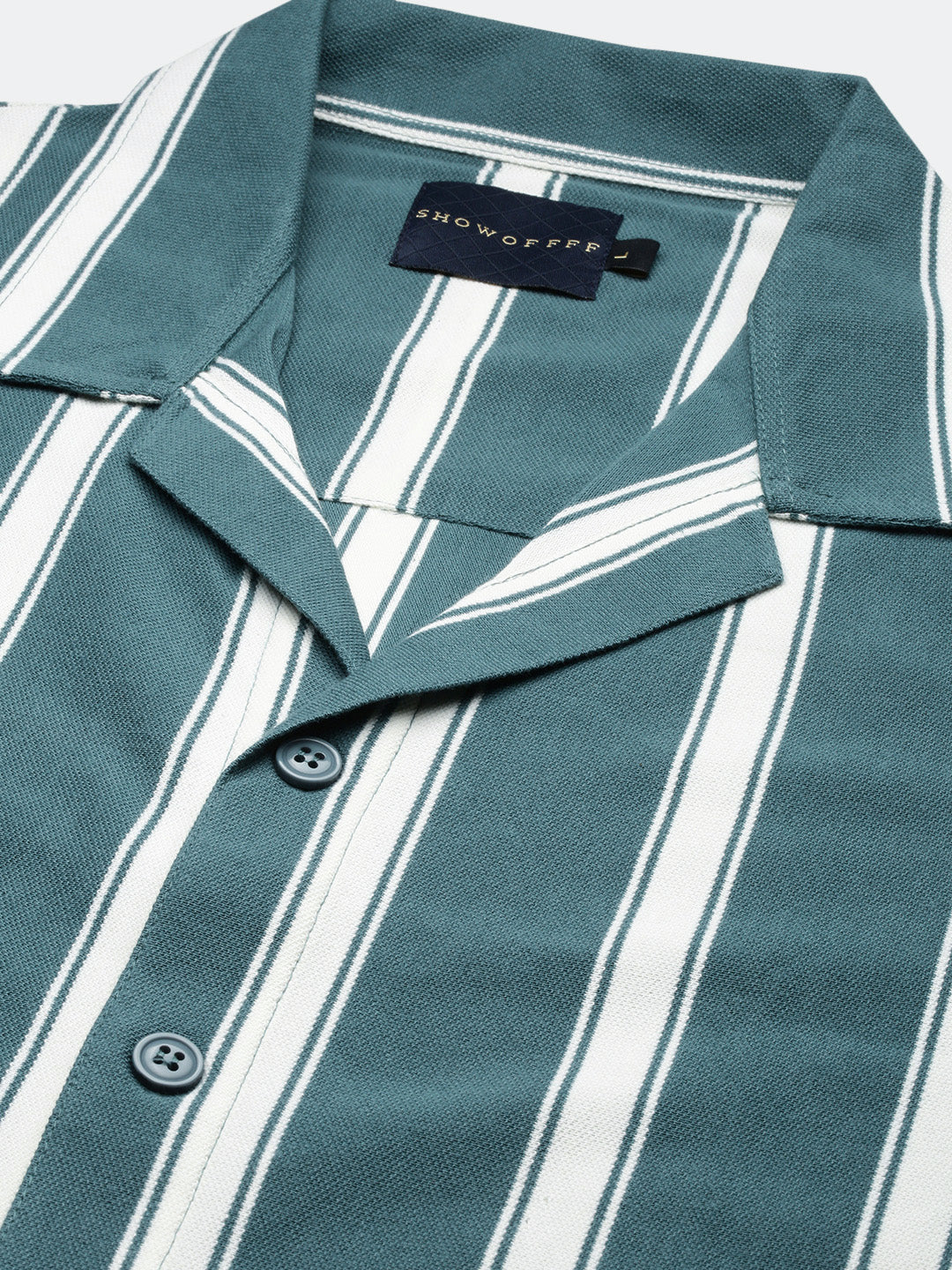 Men Striped Teal Relaxed Fit Shirt