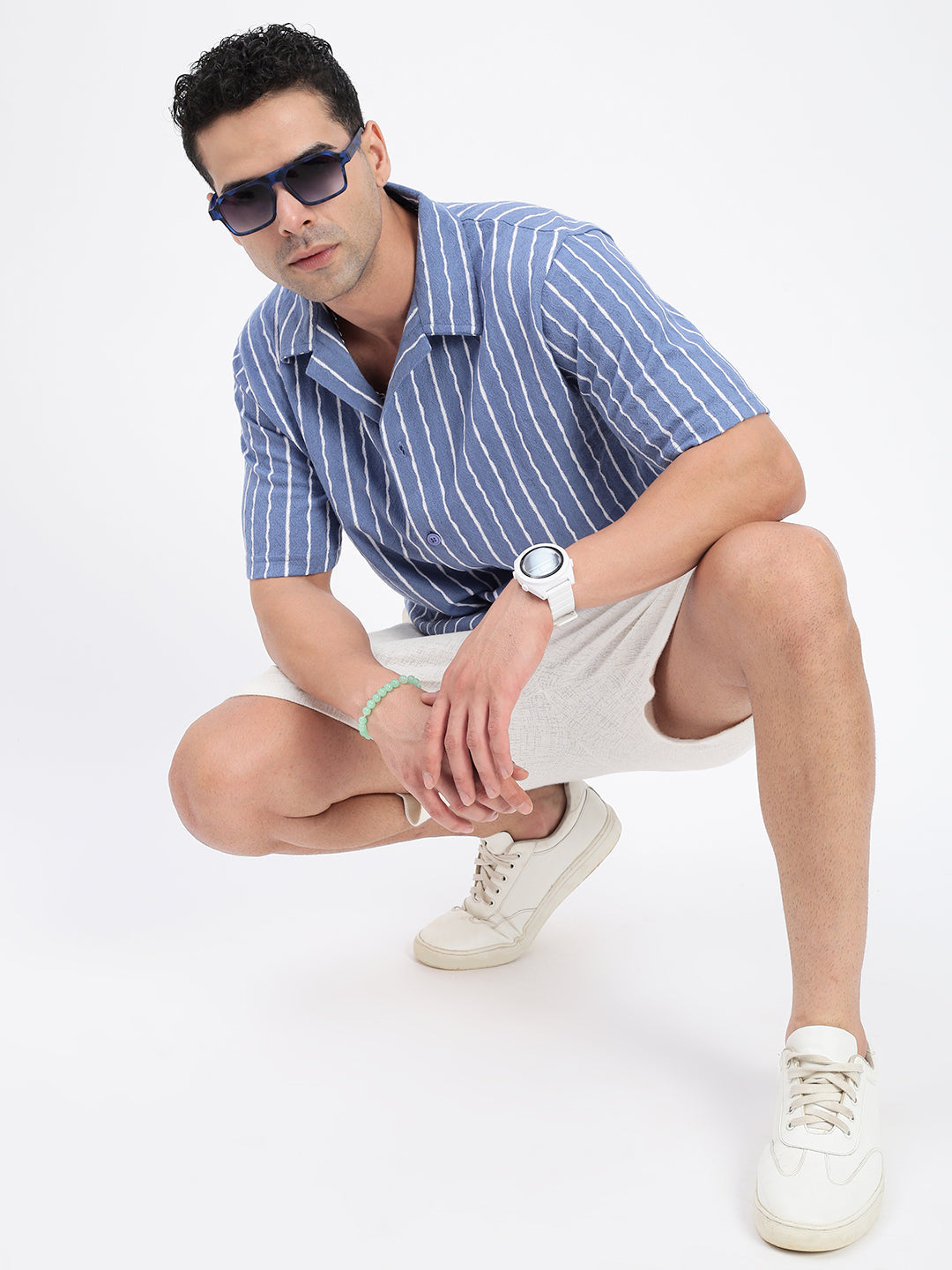 Men Striped Blue Relaxed Fit Shirt