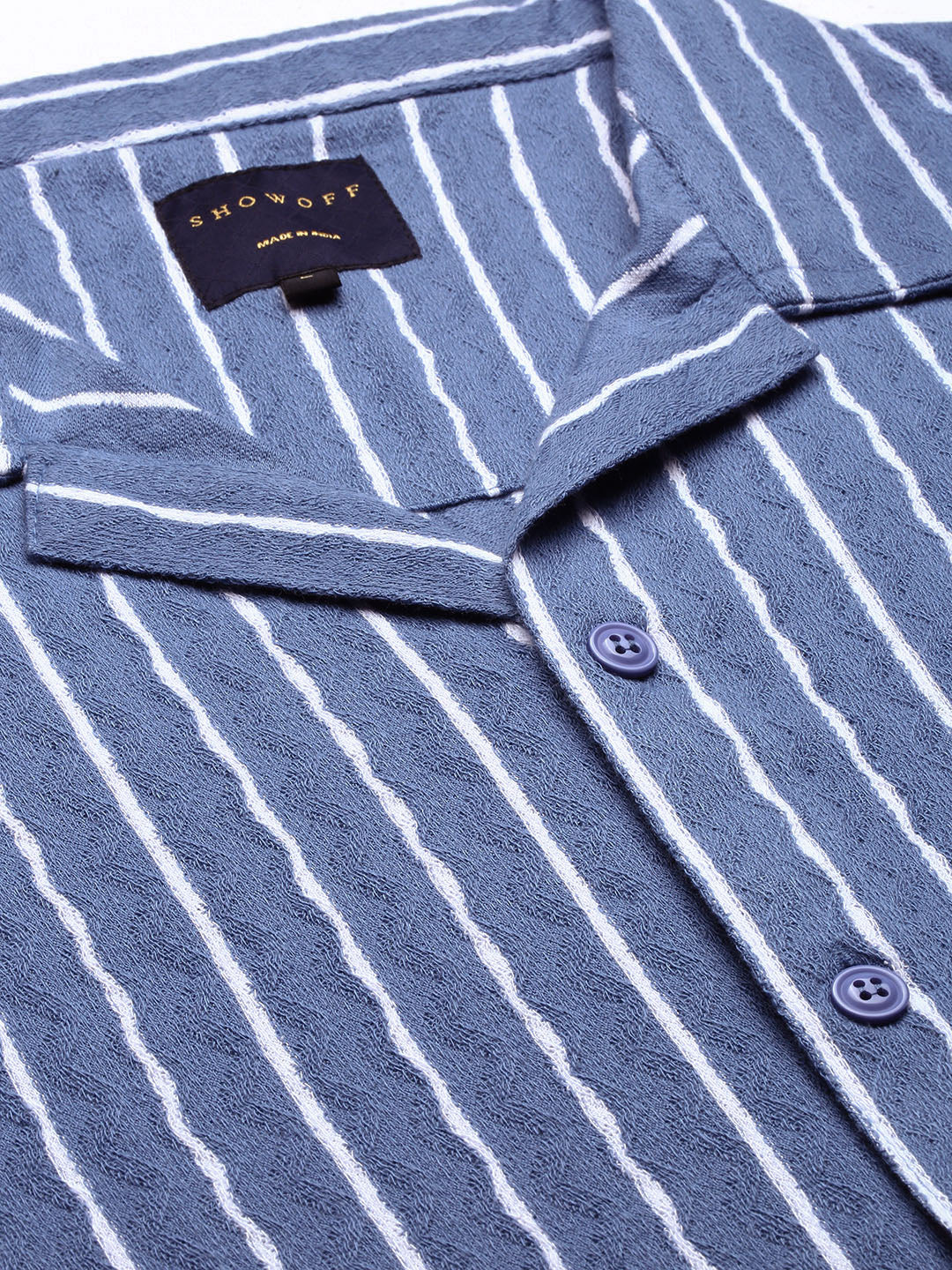 Men Striped Blue Relaxed Fit Shirt