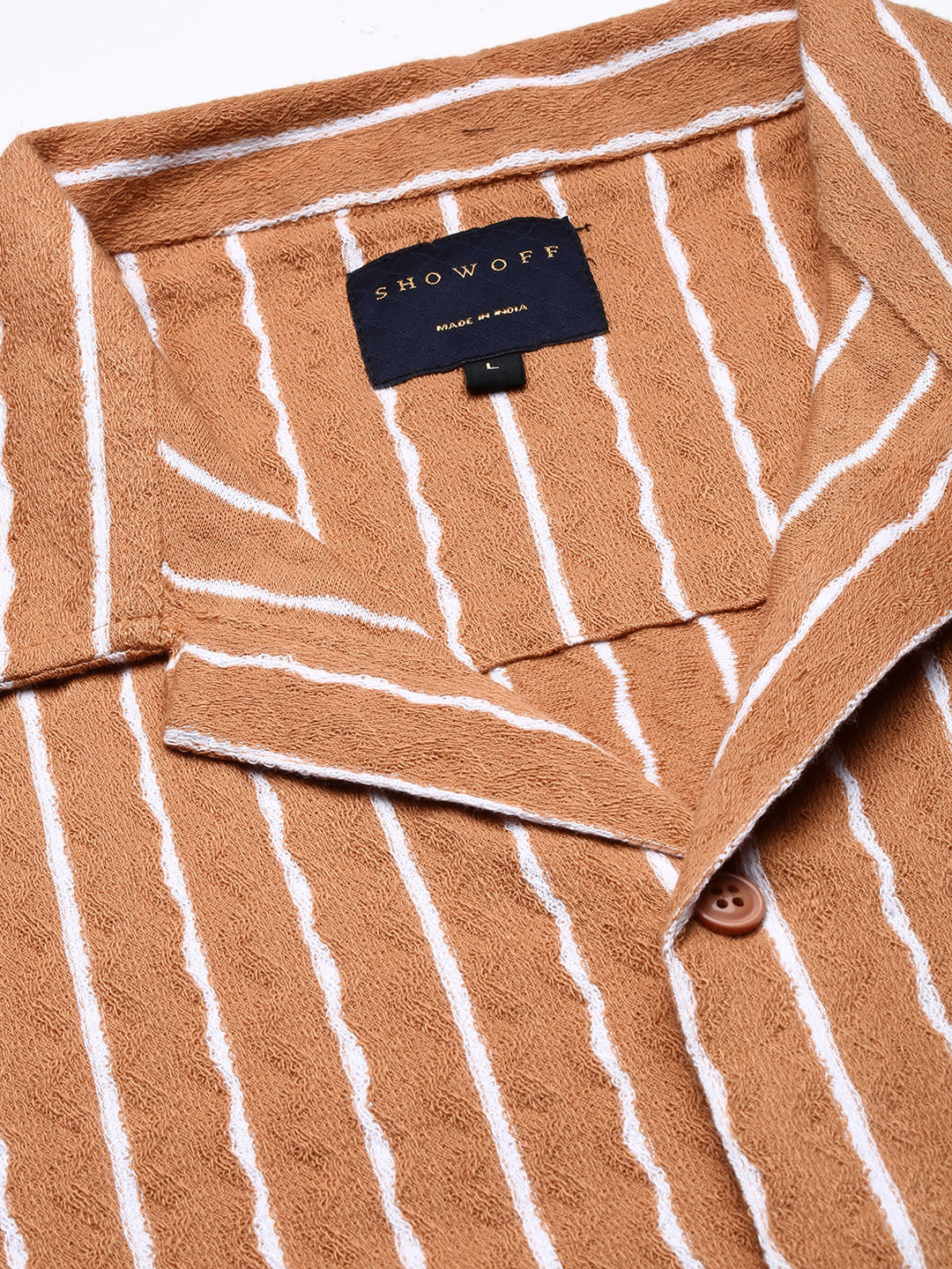 Men Striped Brown Relaxed Fit Shirt