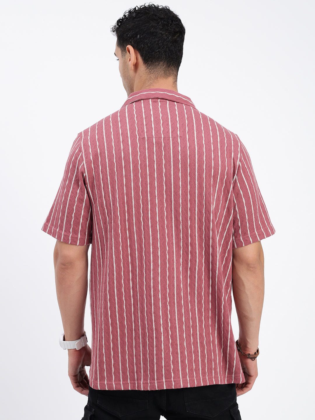 Men Striped Pink Relaxed Fit Shirt