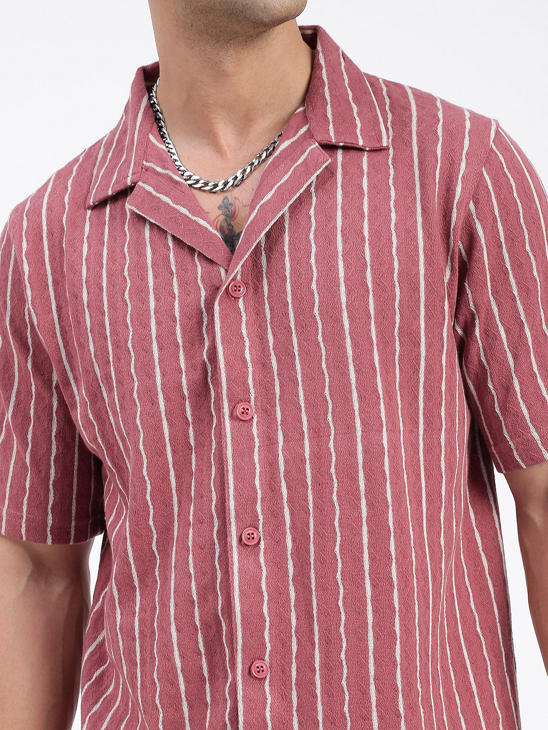 Men Striped Pink Relaxed Fit Shirt