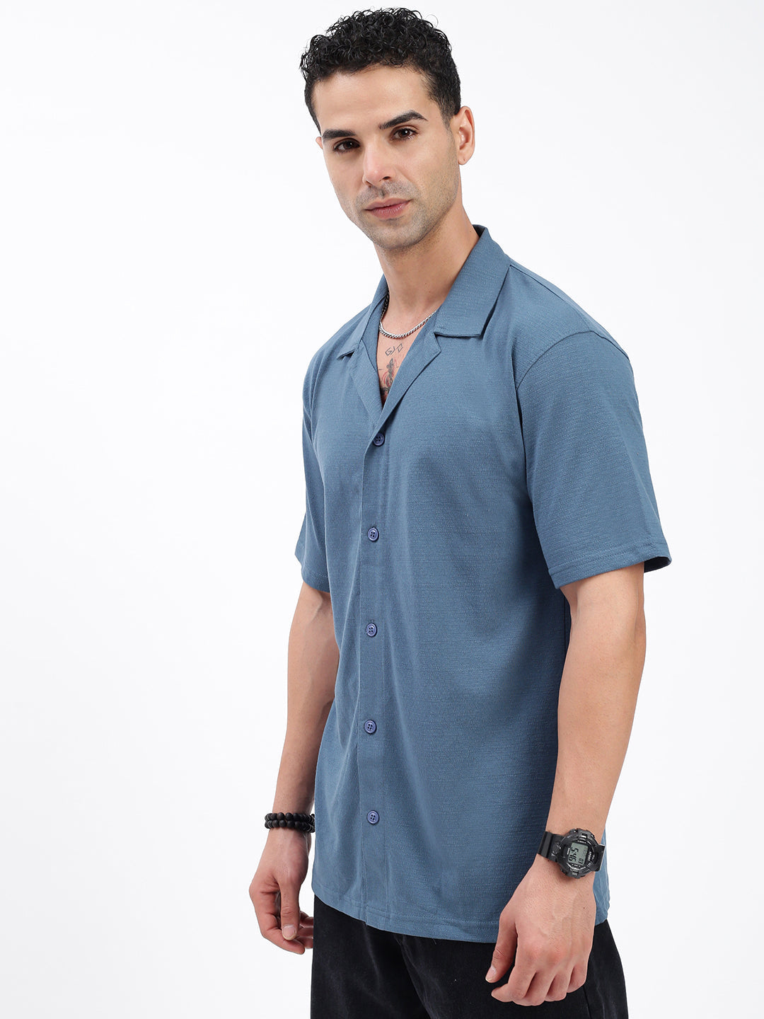 Men Solid Blue Relaxed Fit Shirt