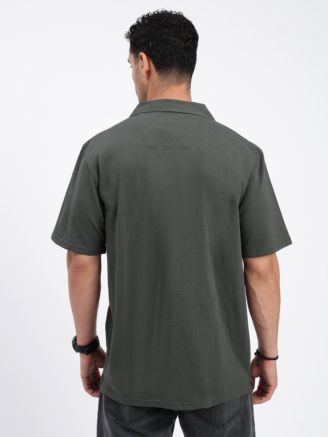 Men Solid Green Relaxed Fit Shirt