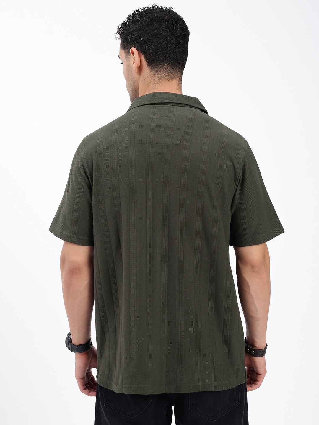 Men Solid Green Relaxed Fit Shirt