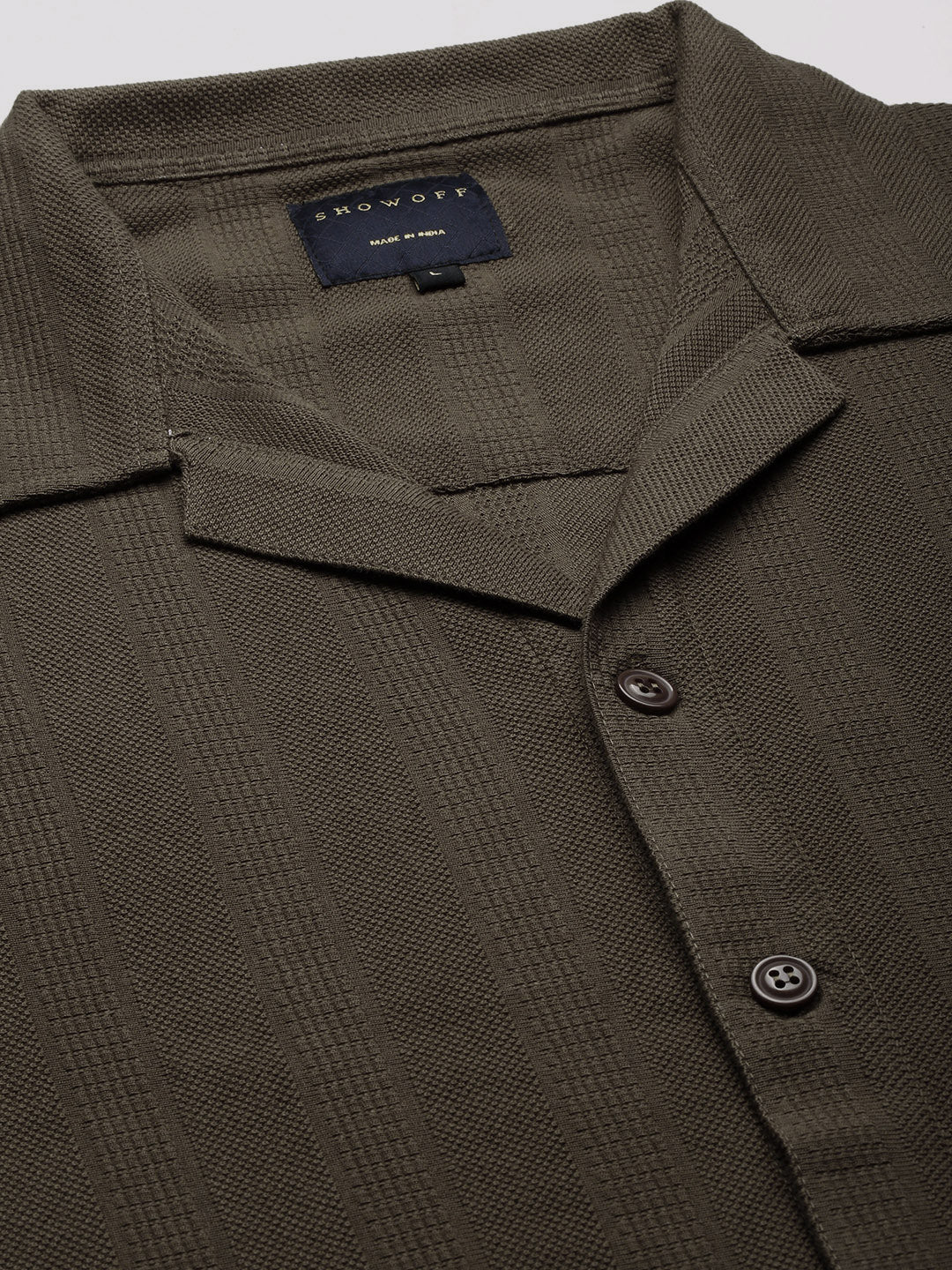 Men Solid Olive Relaxed Fit Shirt