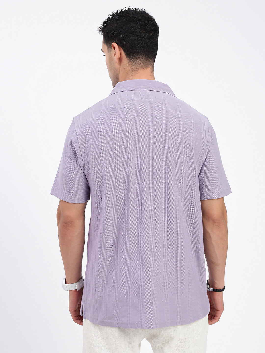 Men Solid Violet Relaxed Fit Shirt