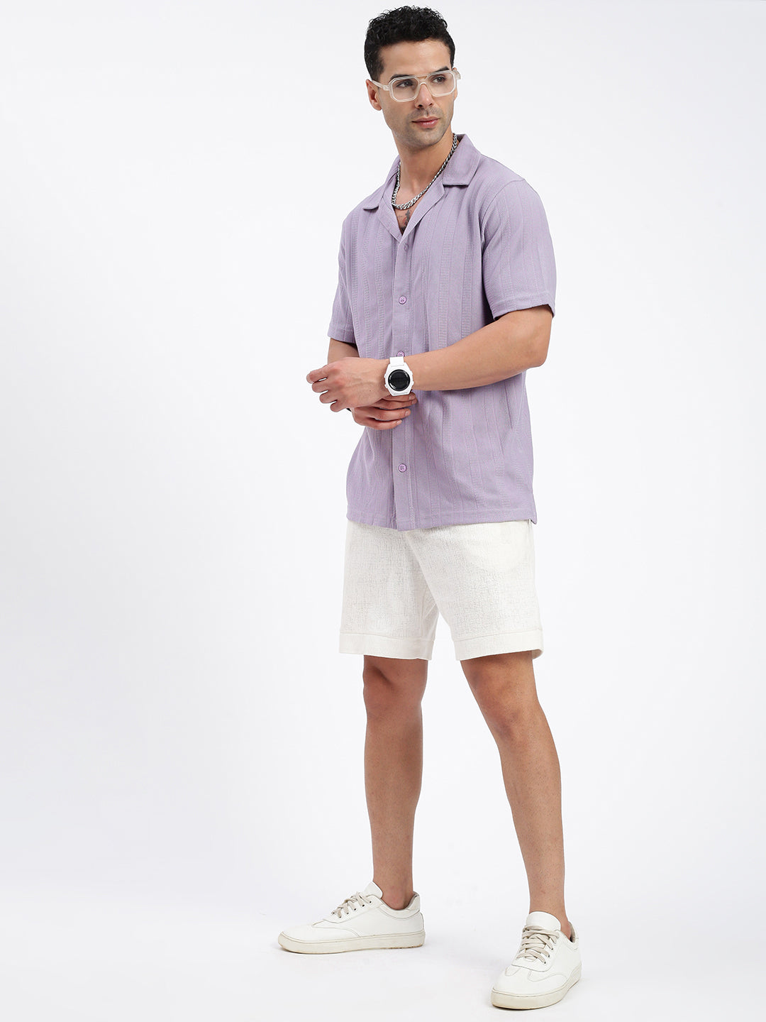 Men Solid Violet Relaxed Fit Shirt