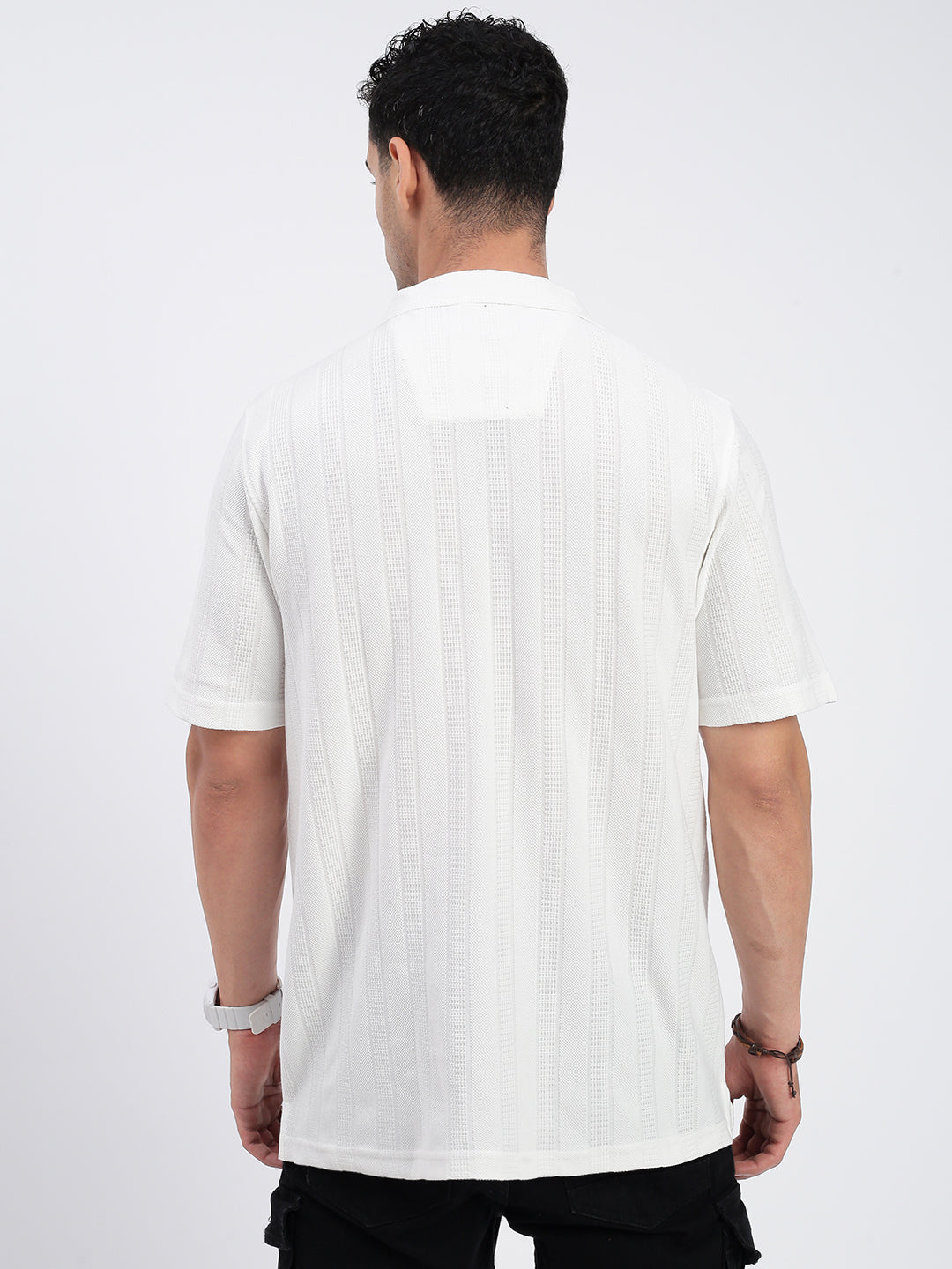 Men Solid White Relaxed Fit Shirt