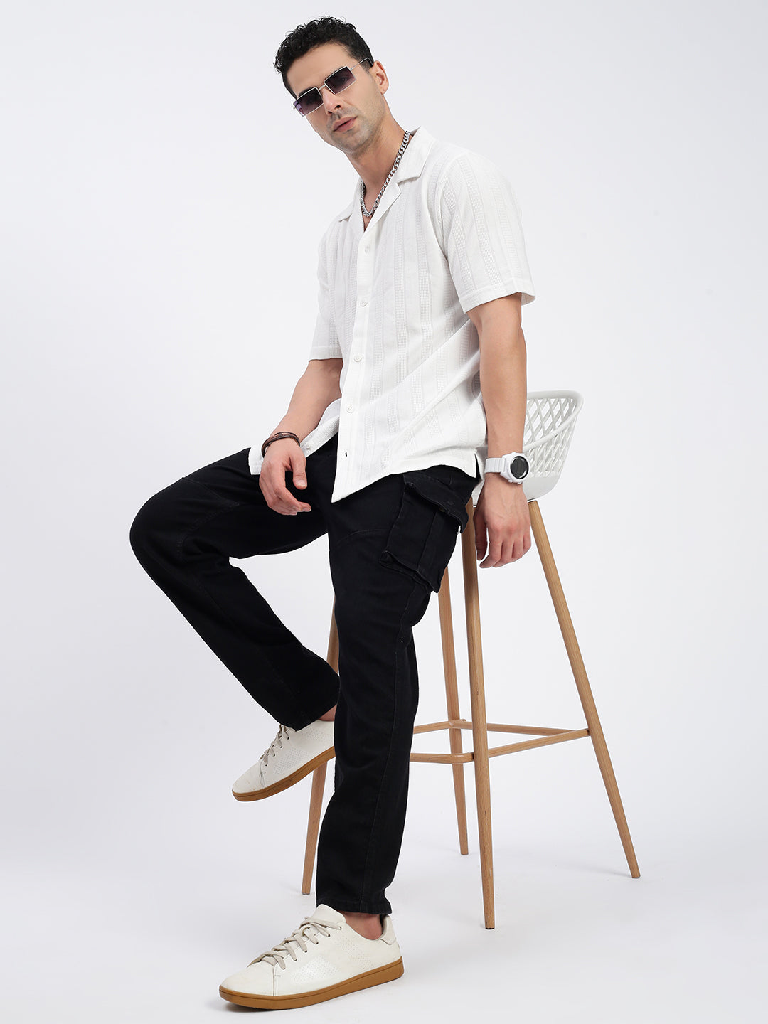 Men Solid White Relaxed Fit Shirt