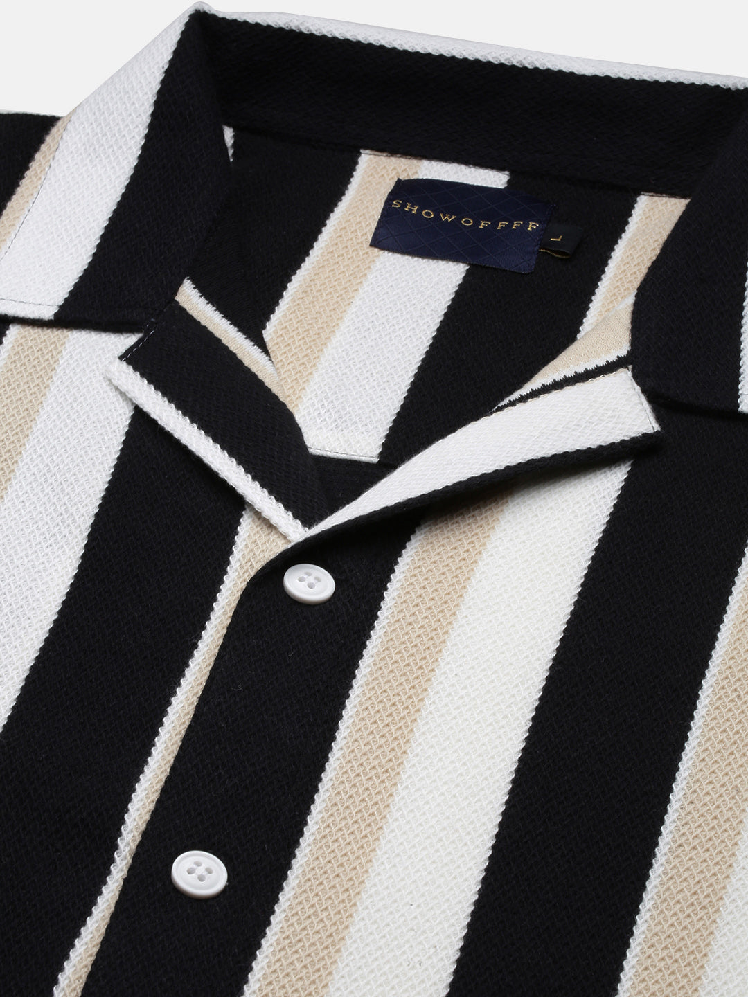 Men Striped Black Relaxed Fit Shirt