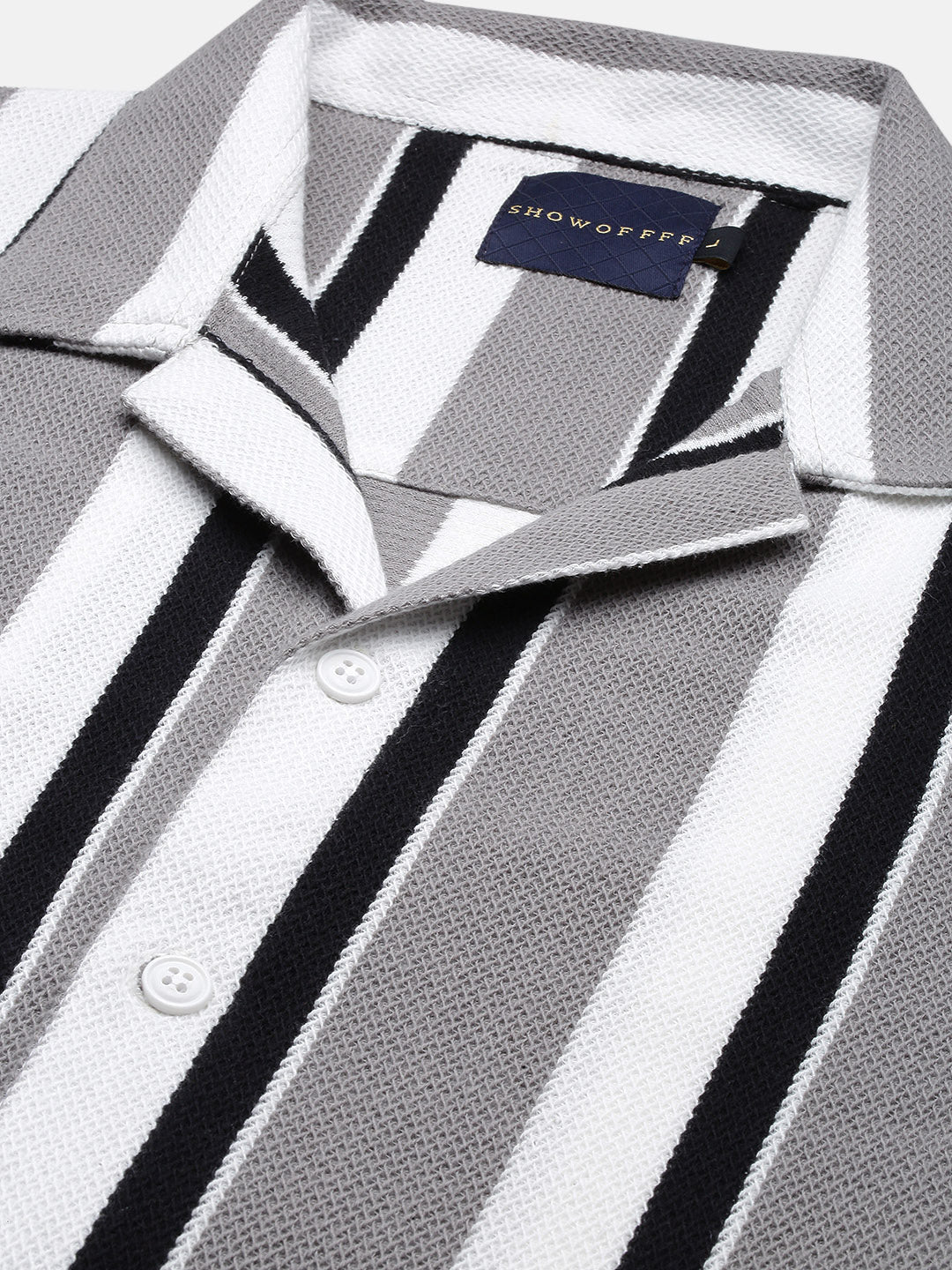 Men Striped Grey Relaxed Fit Shirt