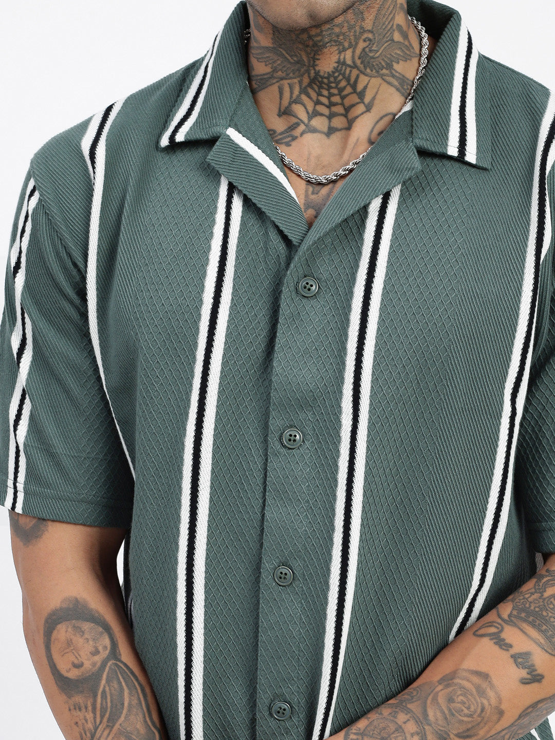 Men Striped Green Relaxed Fit Shirt