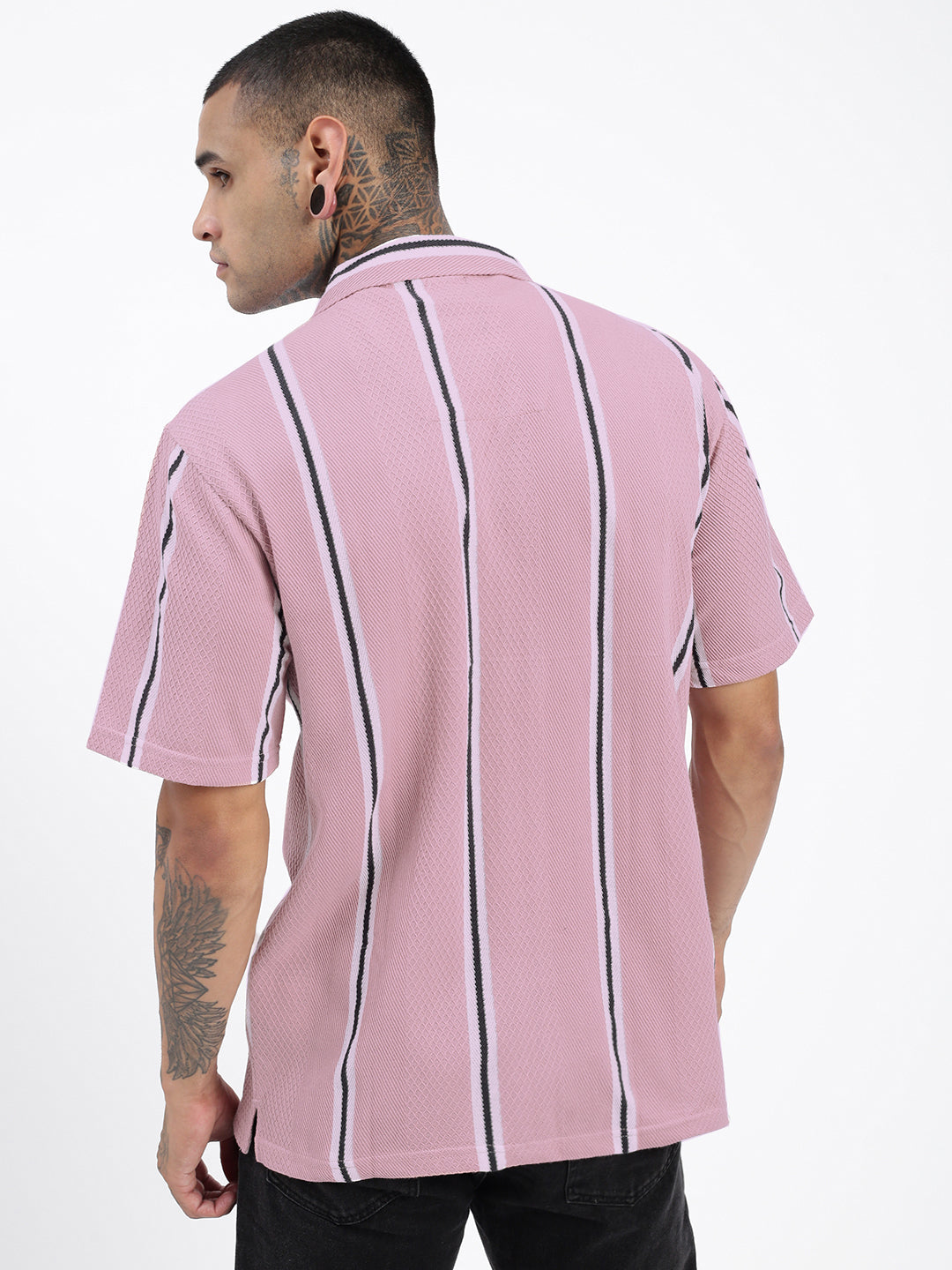 Men Striped Pink Relaxed Fit Shirt