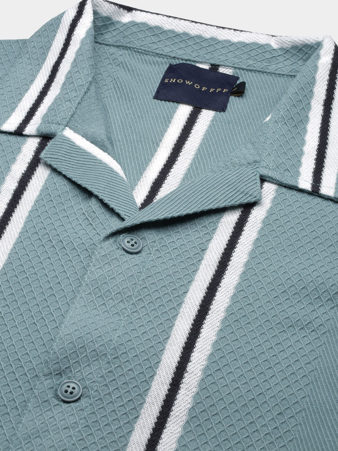 Men Striped Sea Green Relaxed Fit Shirt