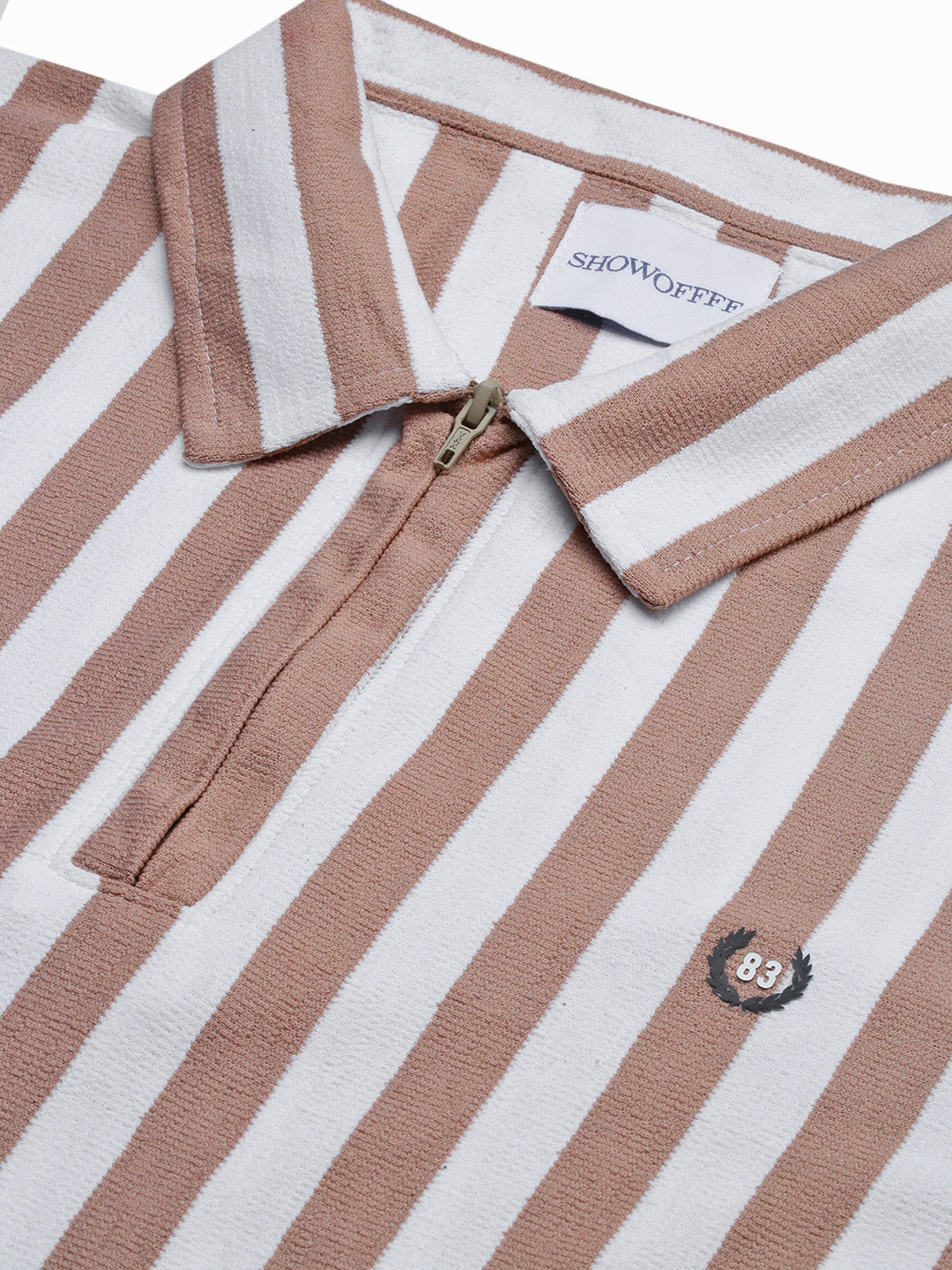 Men Beige Striped T Shirt