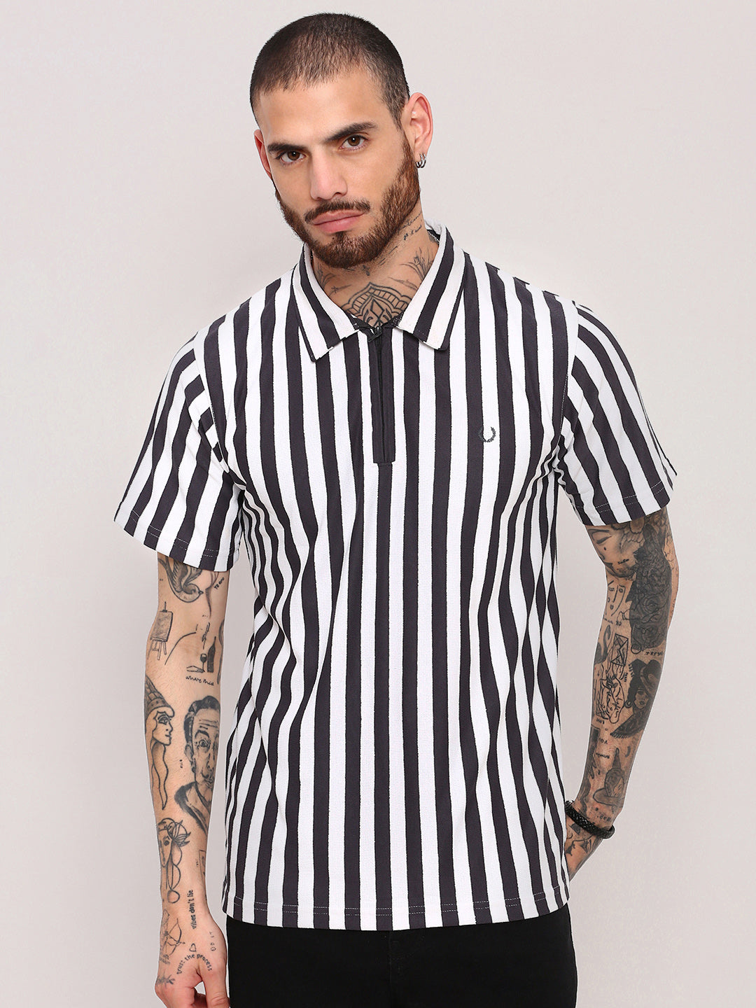 Men Grey Striped T Shirt