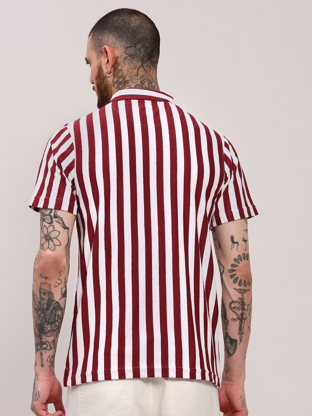 Men Red Striped T Shirt