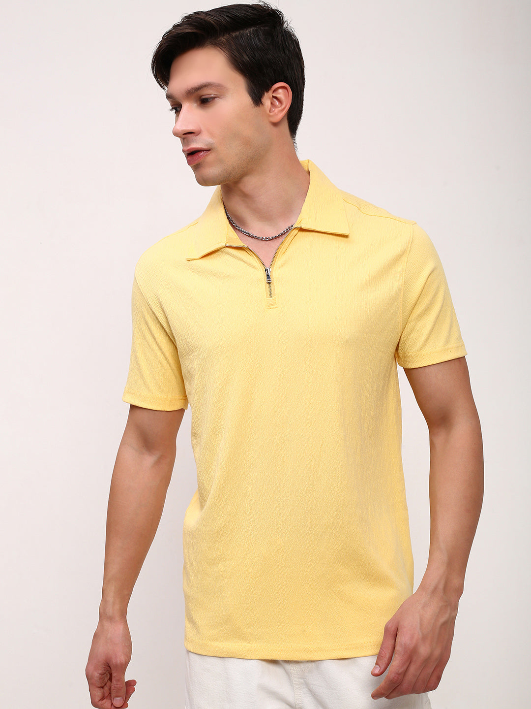 Men Yellow Solid T Shirt