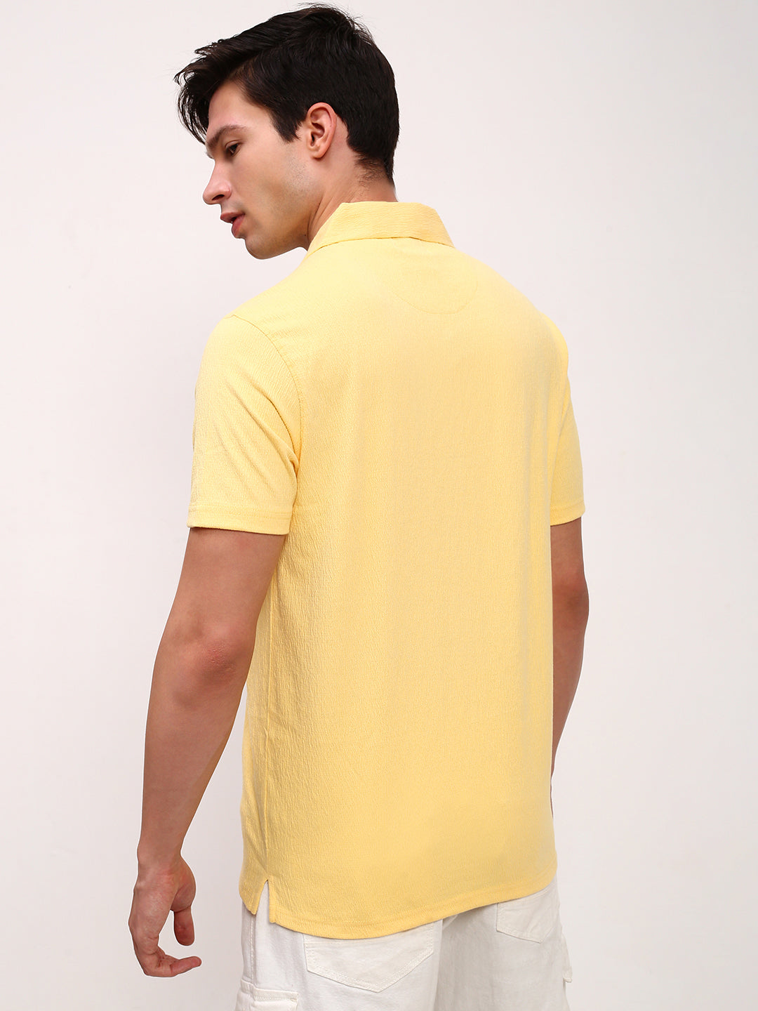 Men Yellow Solid T Shirt