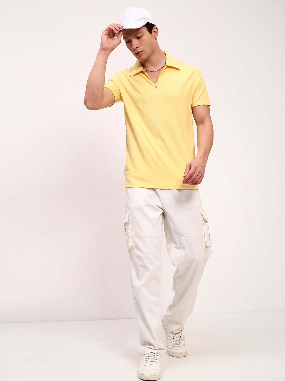 Men Yellow Solid T Shirt