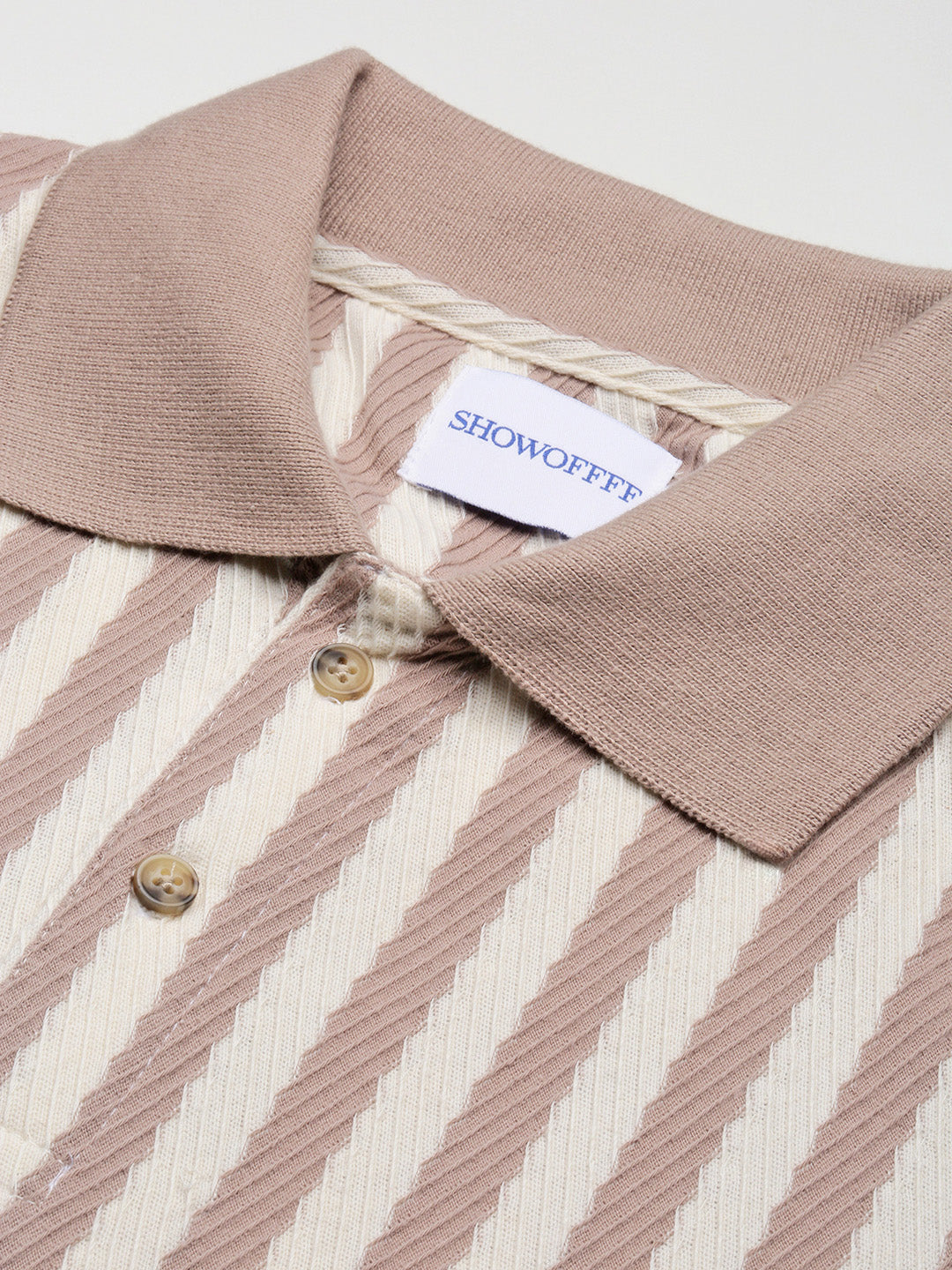 Men Beige Striped T Shirt