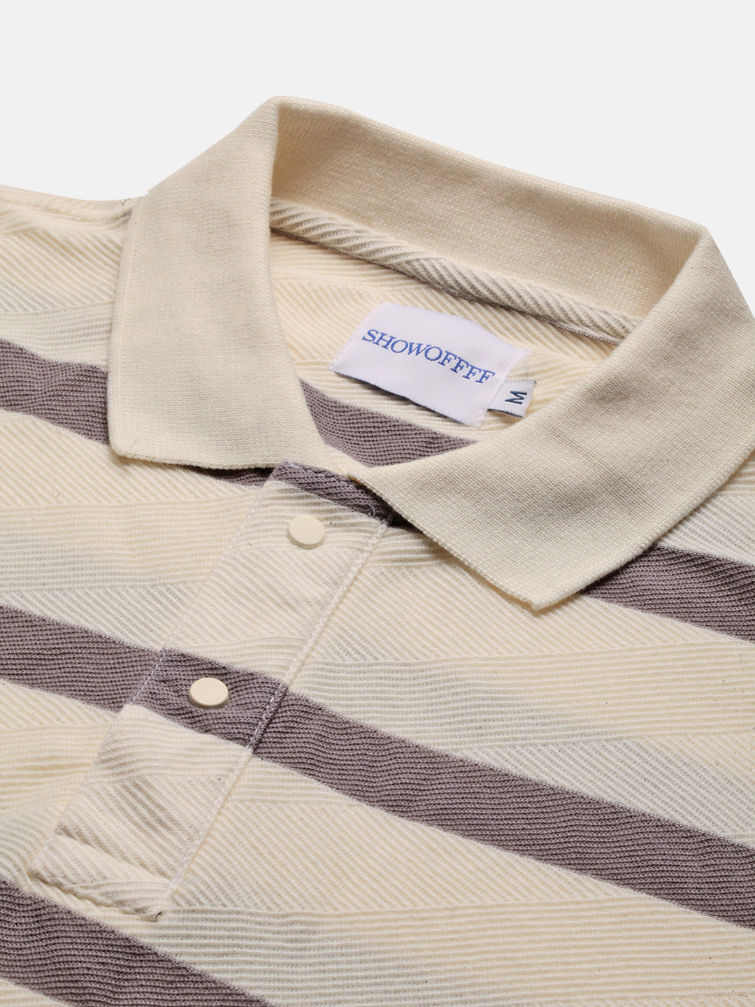 Men Cream Striped T Shirt