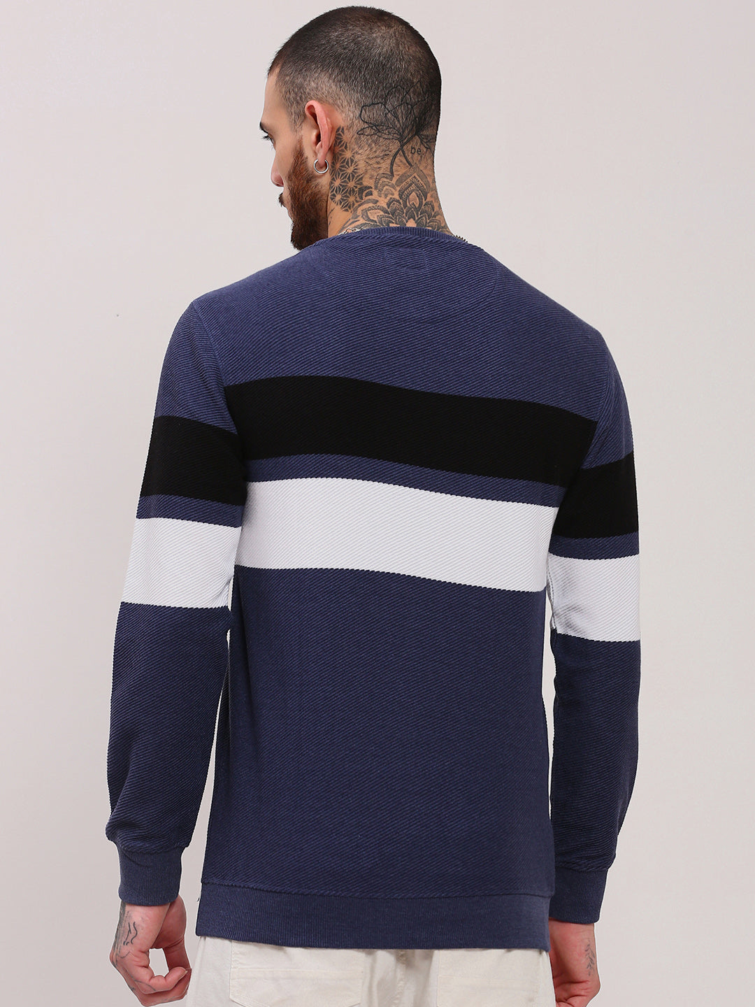 Men Blue Colourblocked Sweater